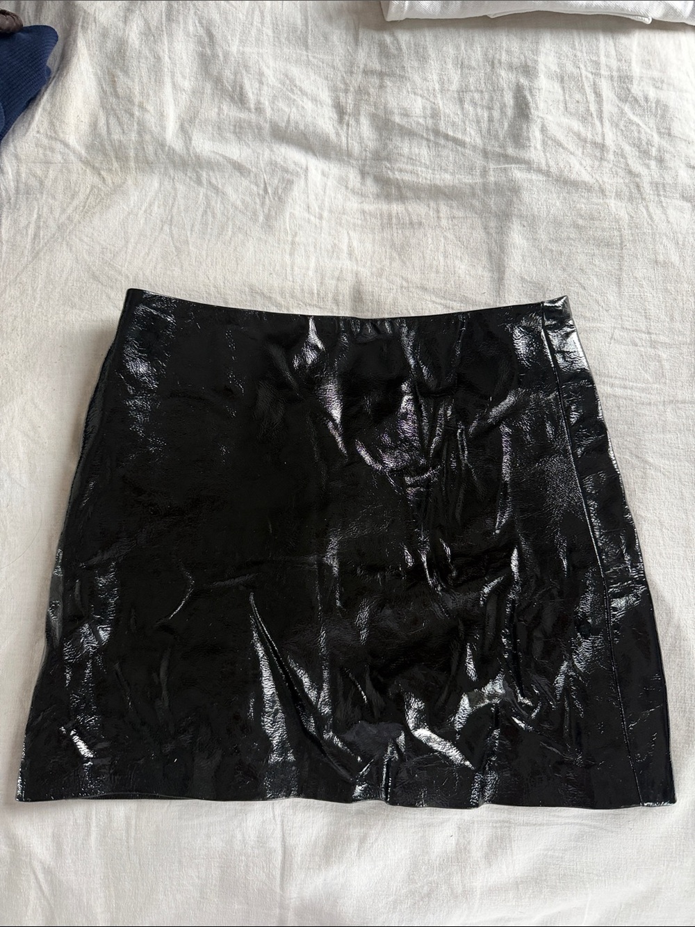 Reformation Black Patent Mini Skirt
